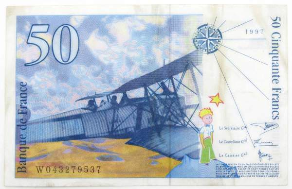 Банкнота 50 франков 1997 года Франция (Сент-Экзюпери)