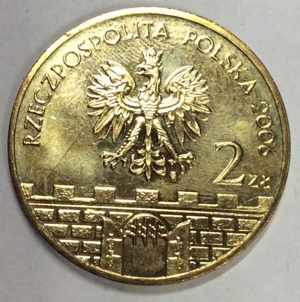 Монета 2 злотых Польша Город Пщина из серии Древние города Польши, 2006