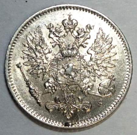 Монета 25 пенни 1915 г. для Финляндии (Николай II)