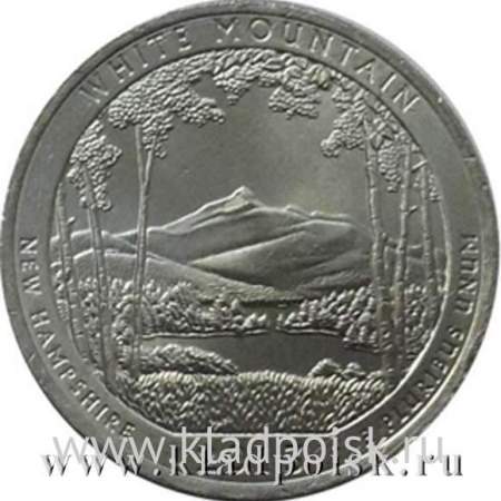 Монета 25 центов Национальный лес Белые горы, монетный двор D