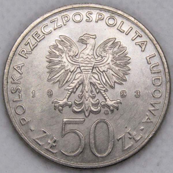 Монета 50 злотых Польша, Игнатий Лукасевич, 1983, арт 3