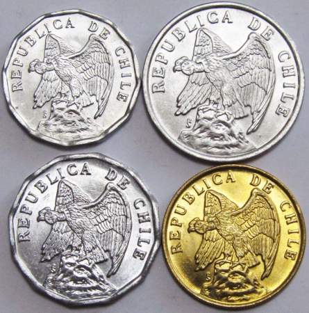 Набор монет Чили 1975-1979 гг, 4 монеты