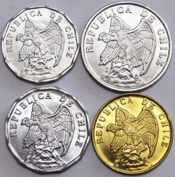 Набор монет Чили 1975-1979 гг, 4 монеты