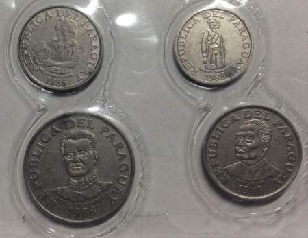 Набор регулярных монет Парагвая 1978-1988 гг., 4 монеты