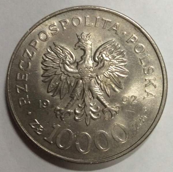 Монета 10000 злотых Польша, серии «Короли Польши» Владислав III Варненьчик, 1992