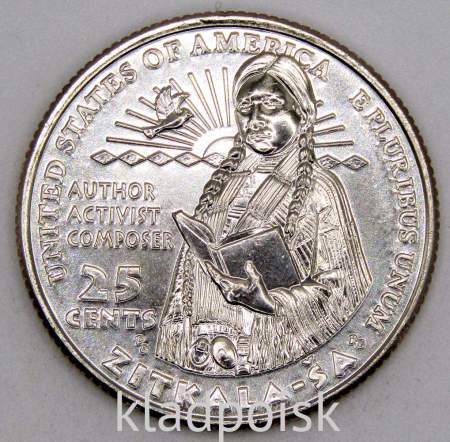 Монета 25 центов США Писательница Зиткала-Ша из серии «Американские женщины» (2024) P