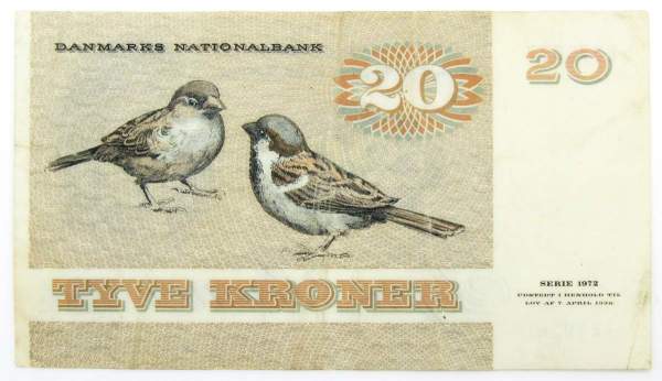 Банкнота 20 крон 1972 года Дания
