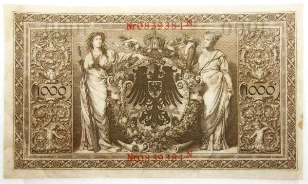 Банкнота 1000 марок 1910 года - Германия, арт 2 Банкнота 1000 марок 1910 года - Германия, арт 2