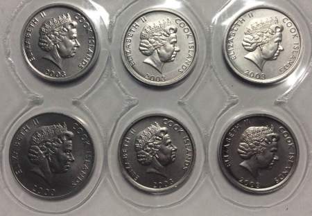 Набор юбилейных монет Острова Кука 2000-2003 гг., 6 монет