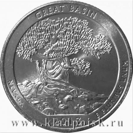 Монета 25 центов Национальный парк Грейт-Бейсин, монетный двор P