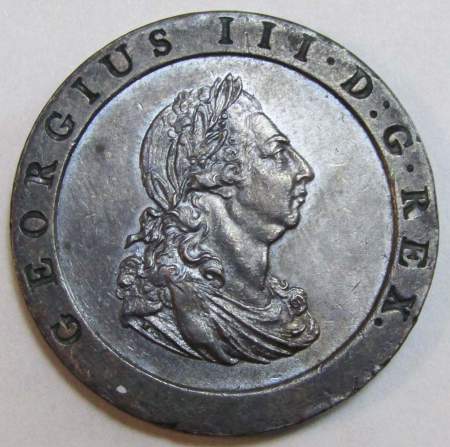 Монета 1 пенни 1797 года Великобритания