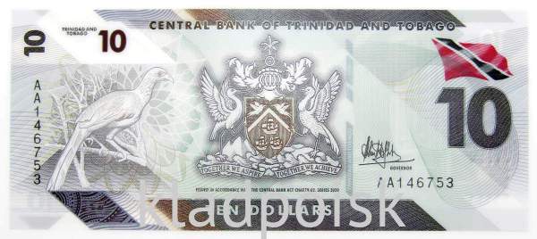 Банкнота 10 долларов 2020 года - Тринидад и Тобаго