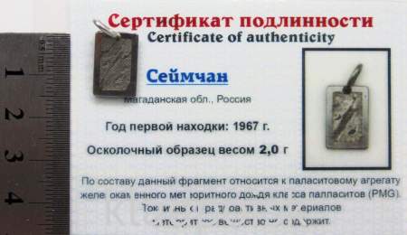 Подвеска из метеорита Сеймчан арт 11 Подвеска из метеорита Сеймчан арт 11