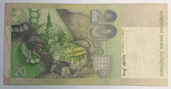 Банкнота 20 крон 1993 года Словакия