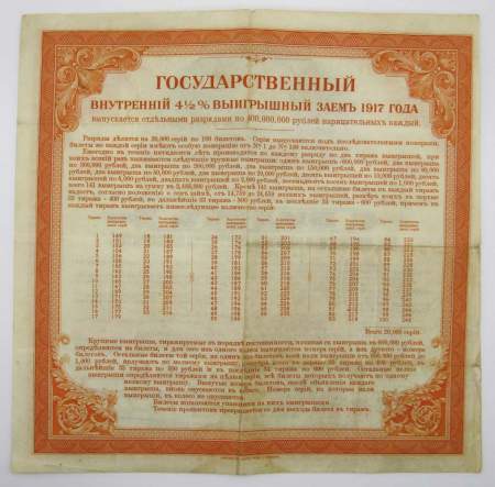 Билет 200 рублей Государственный внутренний выигрышный заем 1917 года, Разряд второй