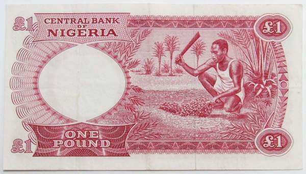 Банкнота 1 фунт 1969 года Нигерия