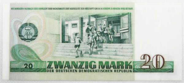 Банкнота 20 марок ГДР 1975 года Банкнота 20 марок ГДР 1975 года