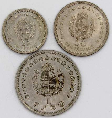 Набор монет Уругвай 1960 года, 3 монеты