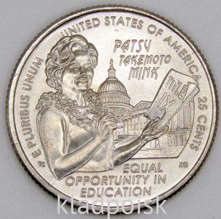 Монета 25 центов США Пэтси Такемото Минк из серии «Американские женщины» (2024) P