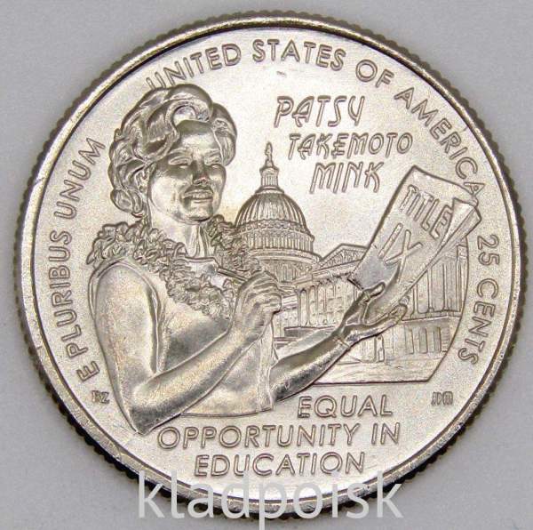 Монета 25 центов США Пэтси Такемото Минк из серии «Американские женщины» (2024) P