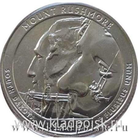 Монета 25 центов Национальный мемориал Маунт-Рашмор, монетный двор S