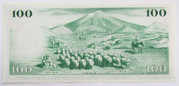 Банкнота 100 крон 1957 года Исландия Банкнота 100 крон 1957 года Исландия