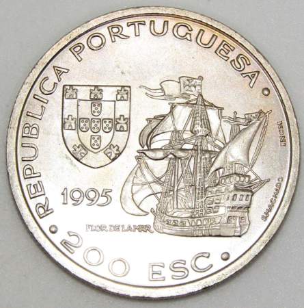 Монета 200 эскудо 1995 года, 480 лет со дня смерти Афонсу де Албукерки, Португалия